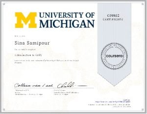 University of Michigan Certificate
